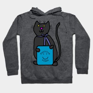 Cute Cat with Positive Vibes Smiley Face Hoodie